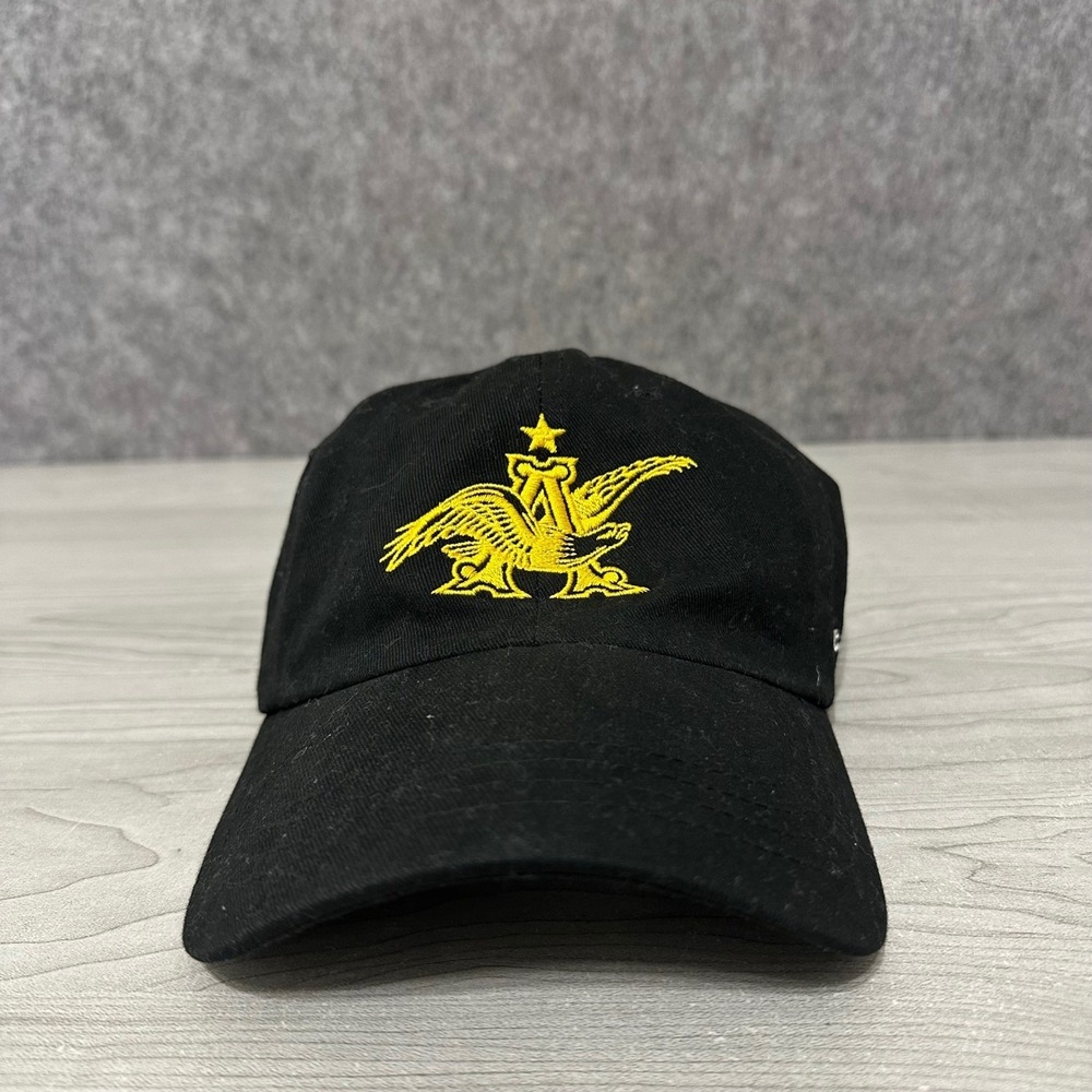 Anheuser-Busch Budweiser St Louis Eagle Logo Black Adjustable Strapback Hat Cap